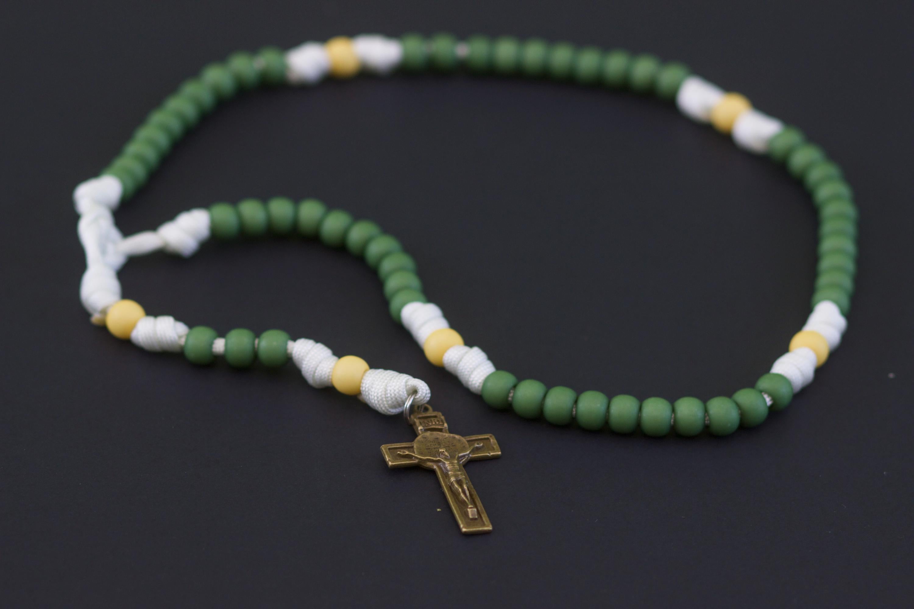 Green and Yellow Paracord Rosary