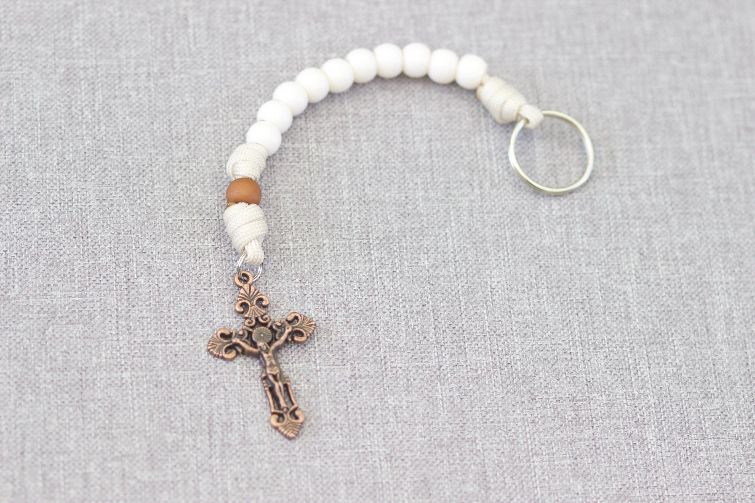 Footprints in the Sand Decade Keychain Rosary