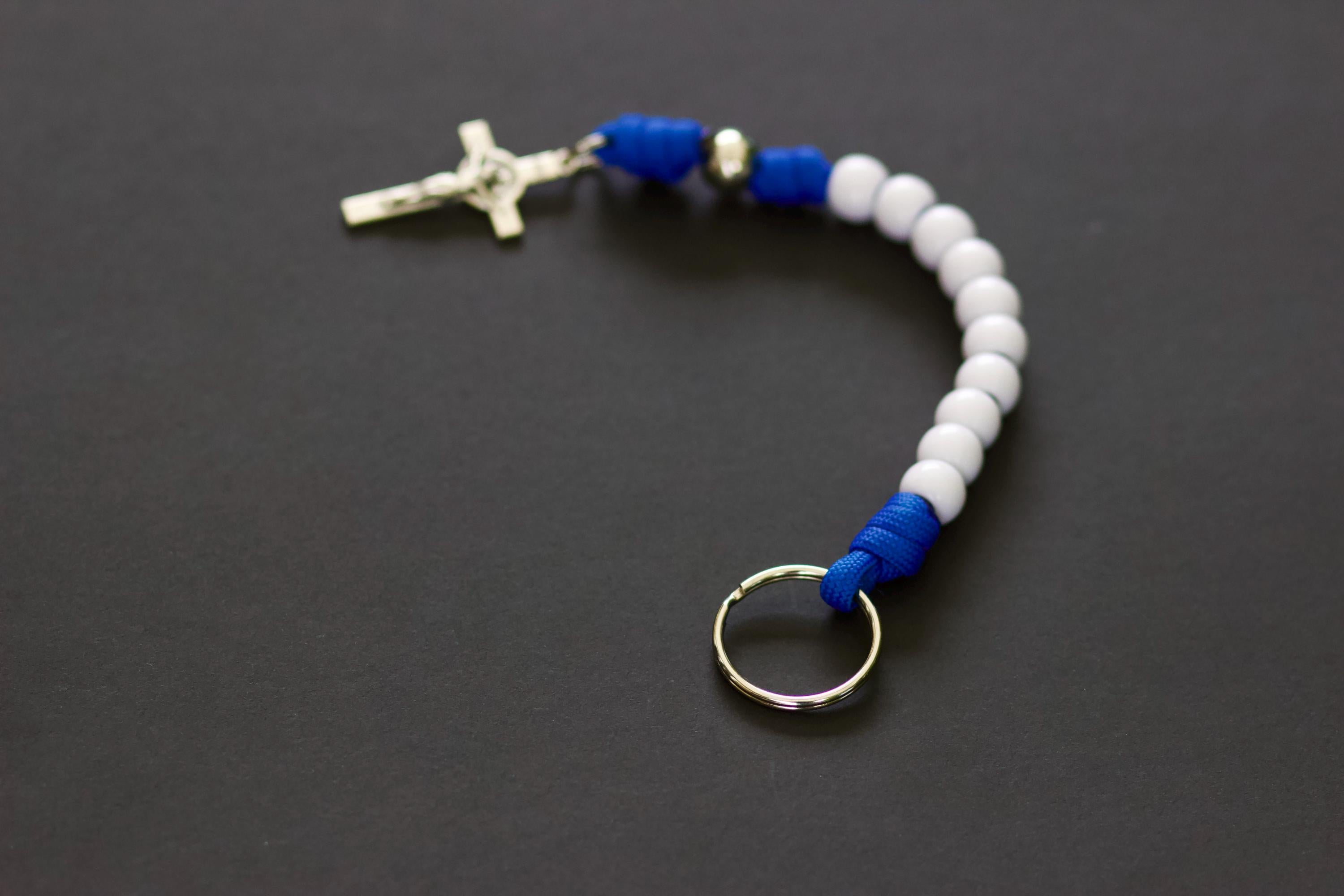 Blue and White Decade Keychain Rosary