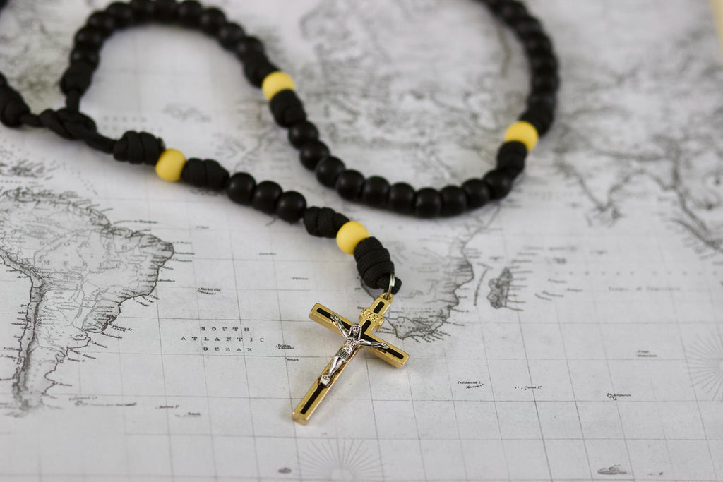 Black and Yellow Paracord Rosary