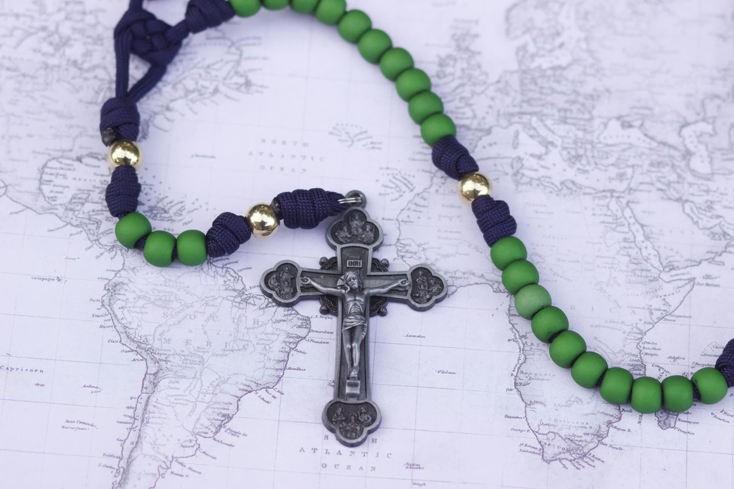 Green, Navy, and Gold Rosary