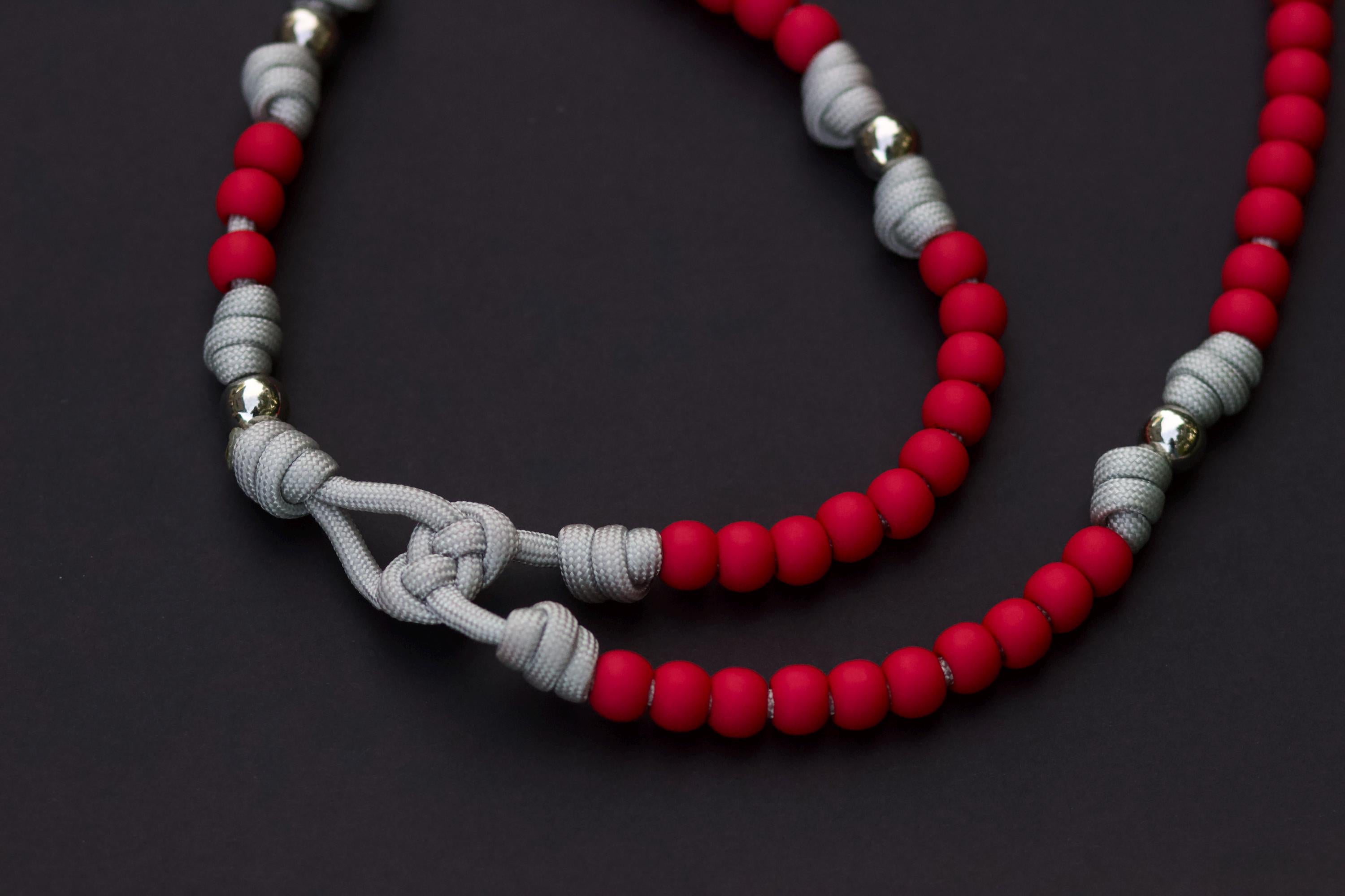 Red and Silver Paracord Rosary