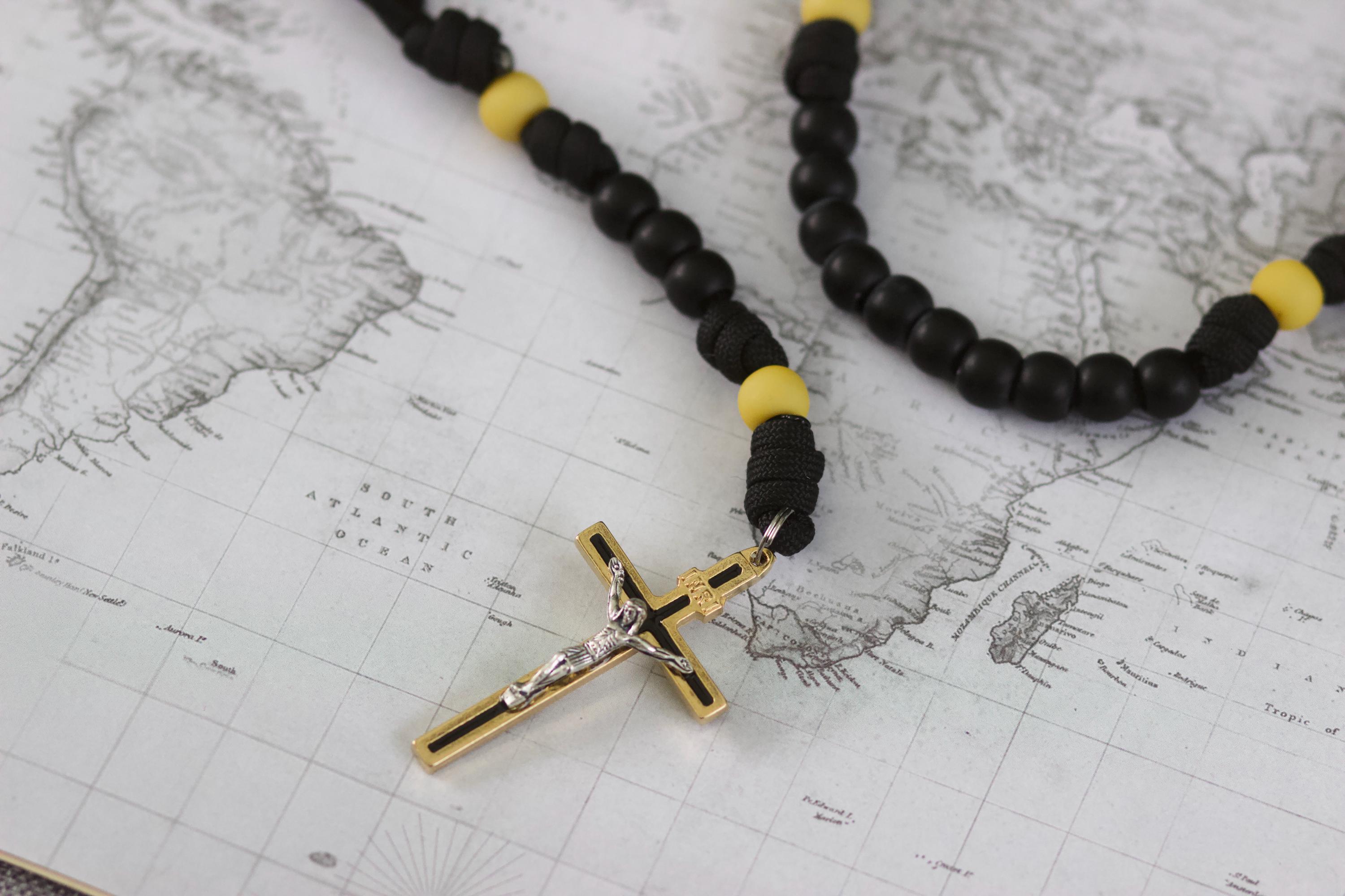 Black and Yellow Paracord Rosary