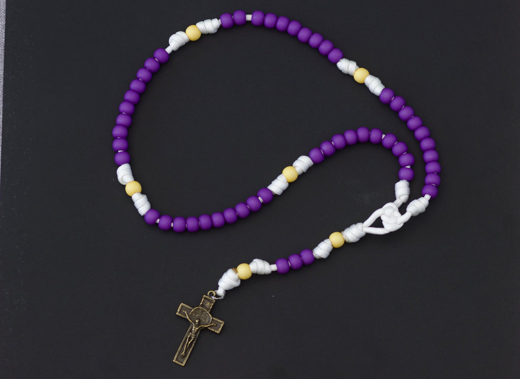 Purple and Yellow Paracord Rosary