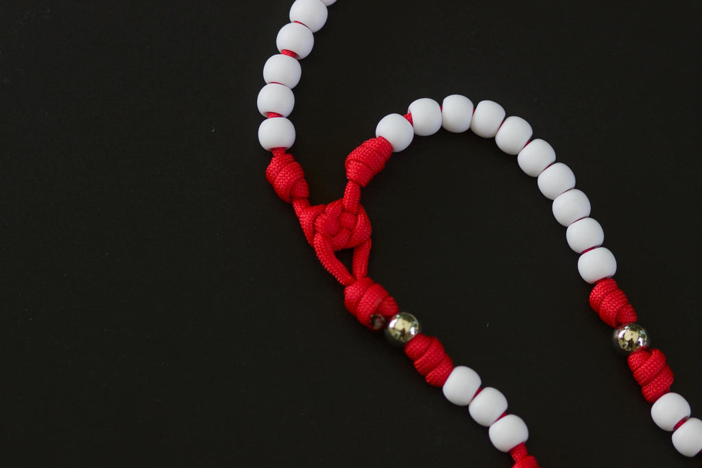Red and White Paracord Rosary