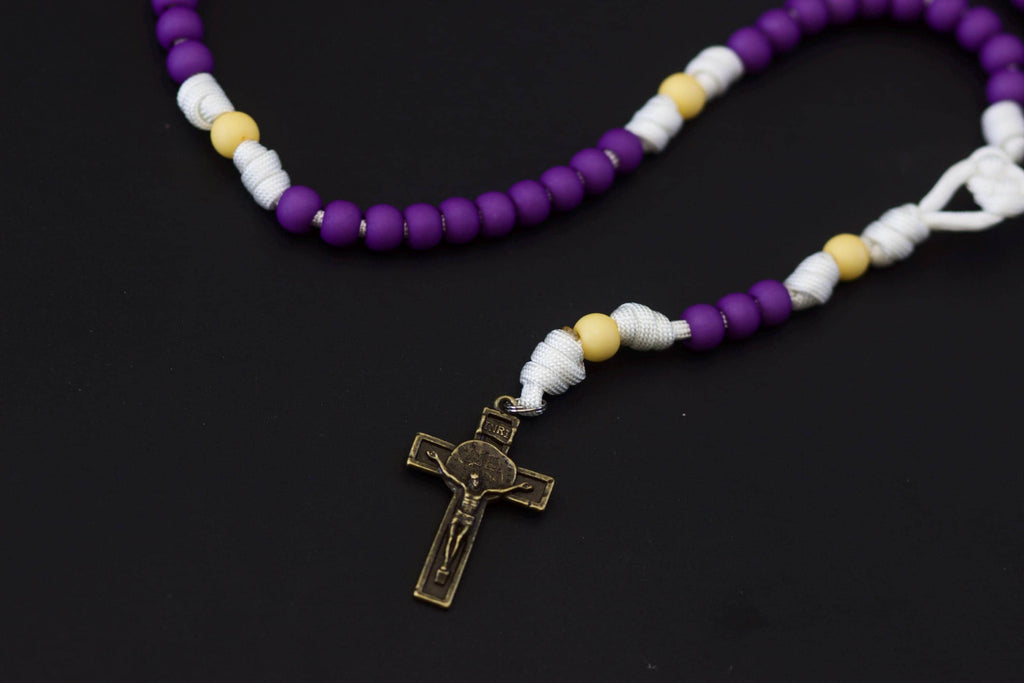 Purple and Yellow Paracord Rosary