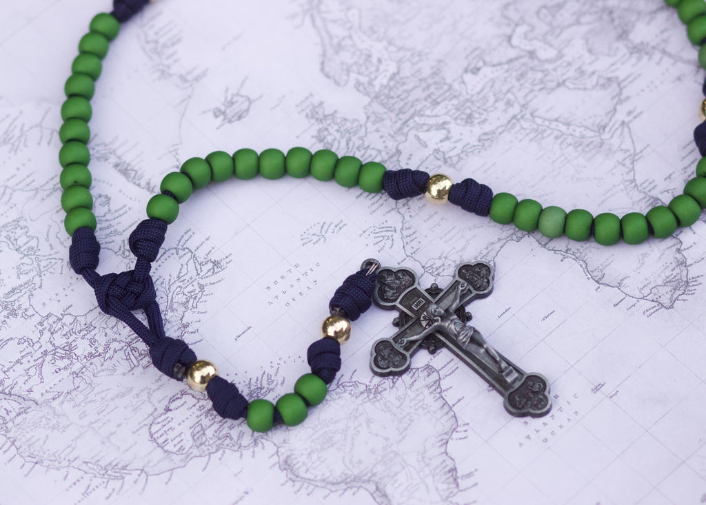 Green, Navy, and Gold Rosary