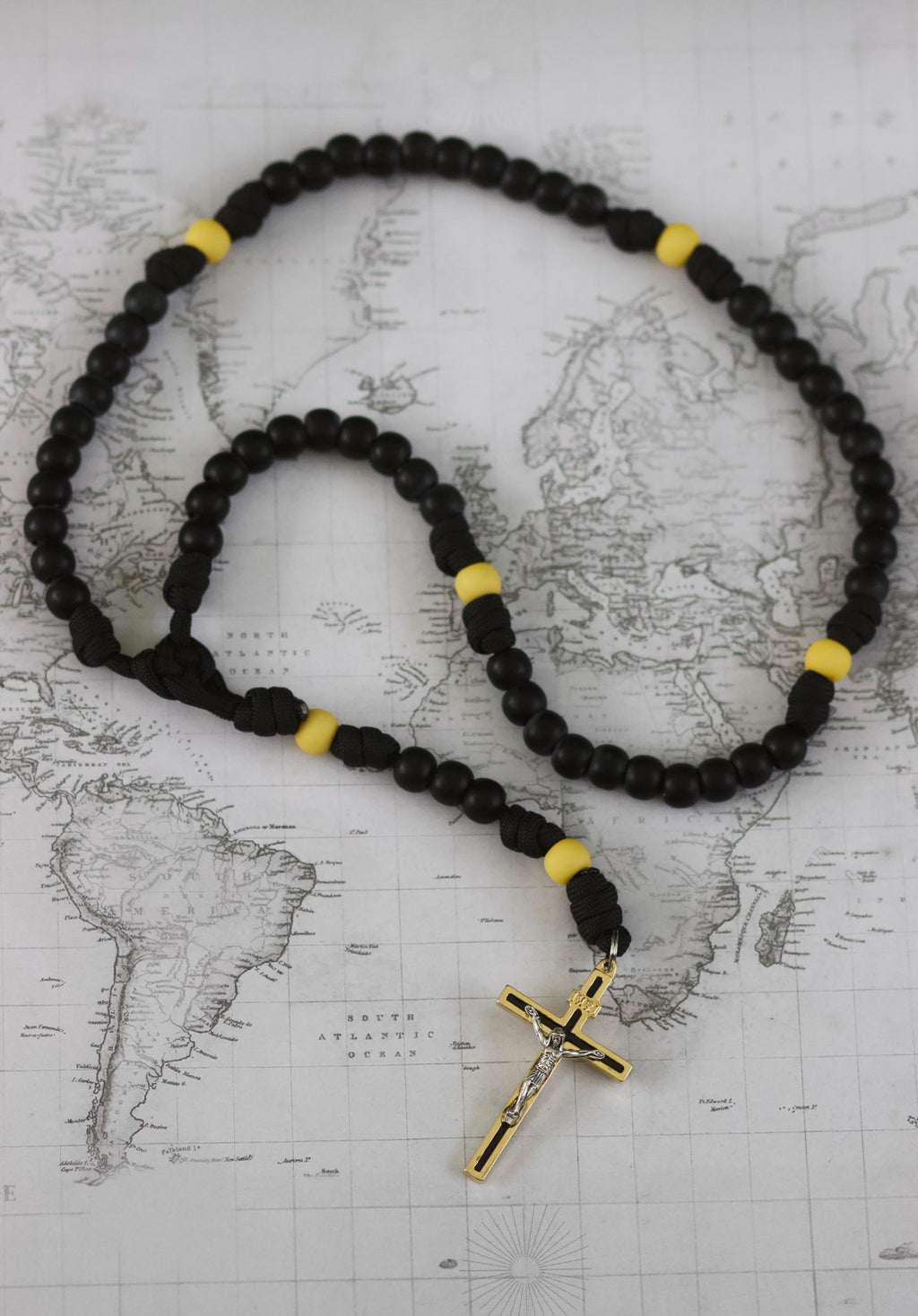 Black and Yellow Paracord Rosary
