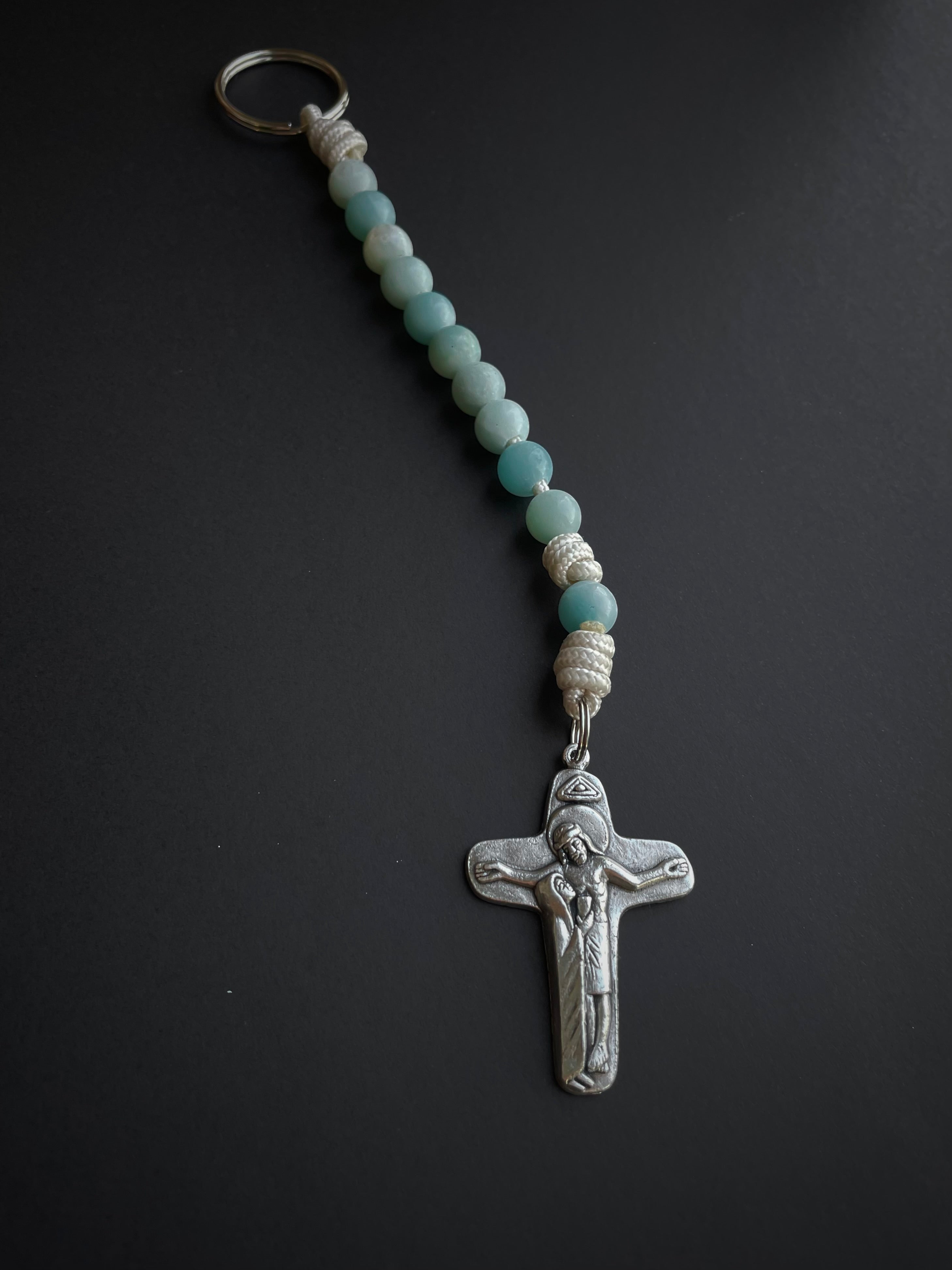 Blue Amazonite Decade Keychain Rosary