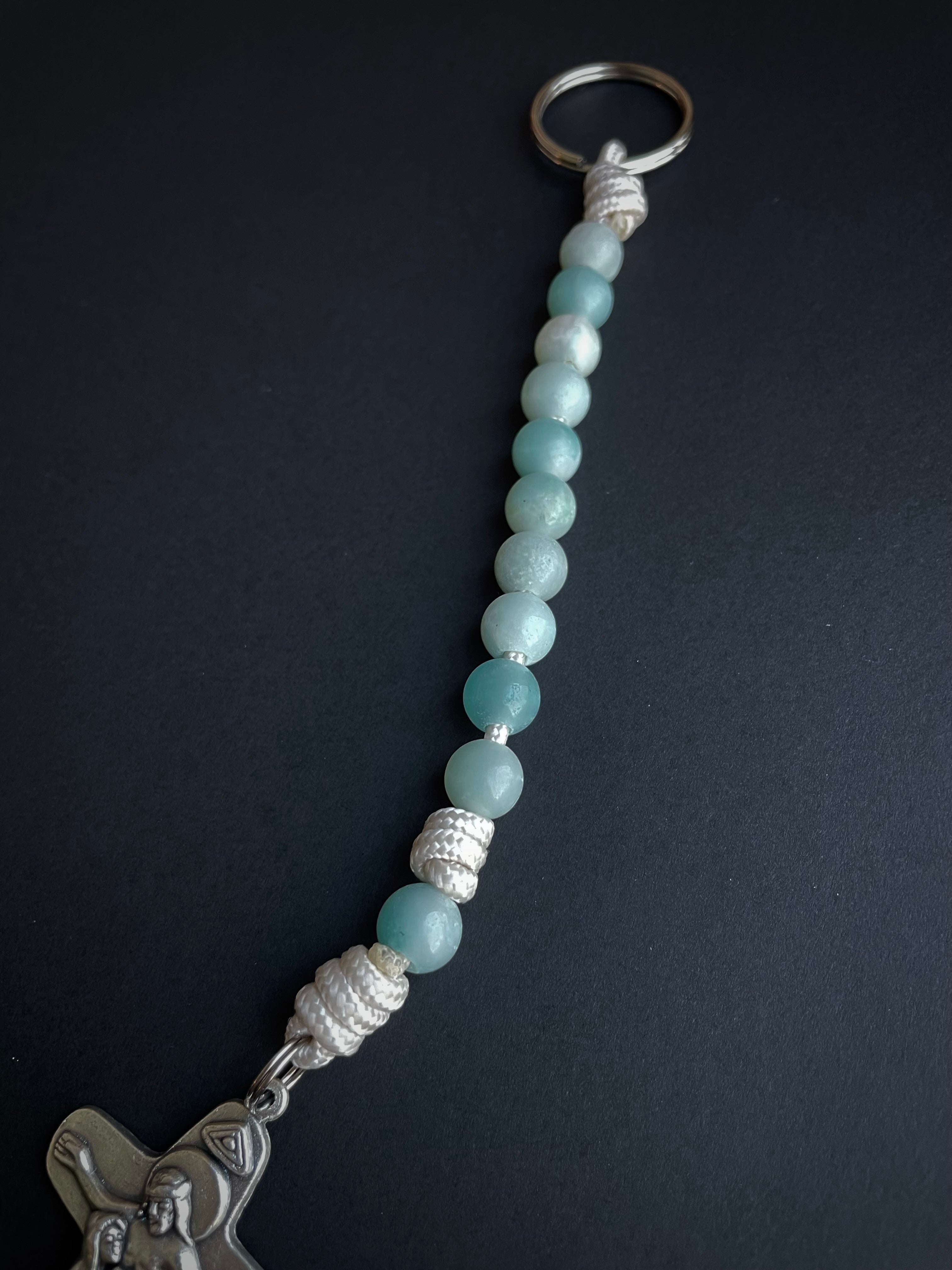 Blue Amazonite Decade Keychain Rosary