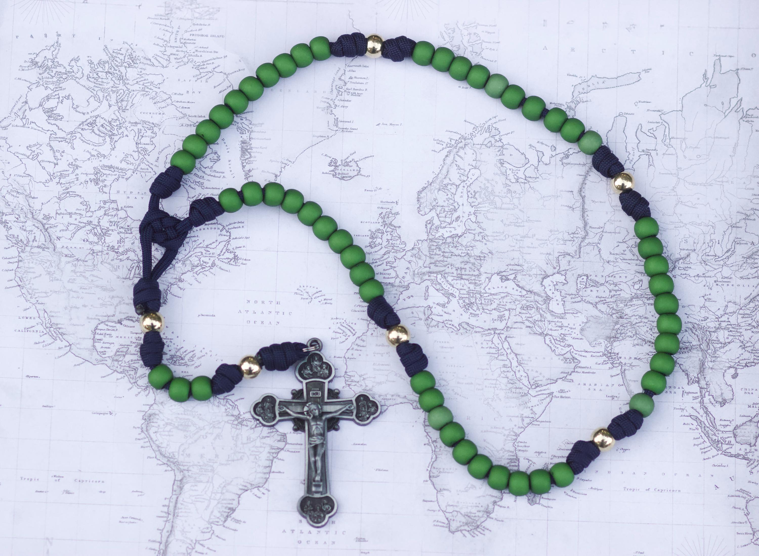 Green, Navy, and Gold Rosary
