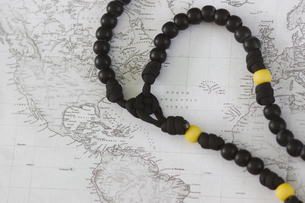 Black and Yellow Paracord Rosary
