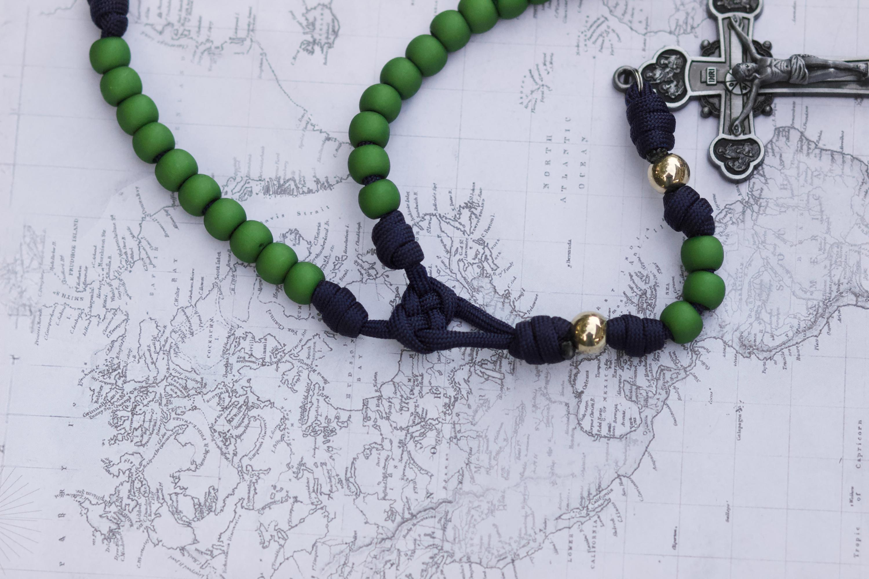 Green, Navy, and Gold Rosary