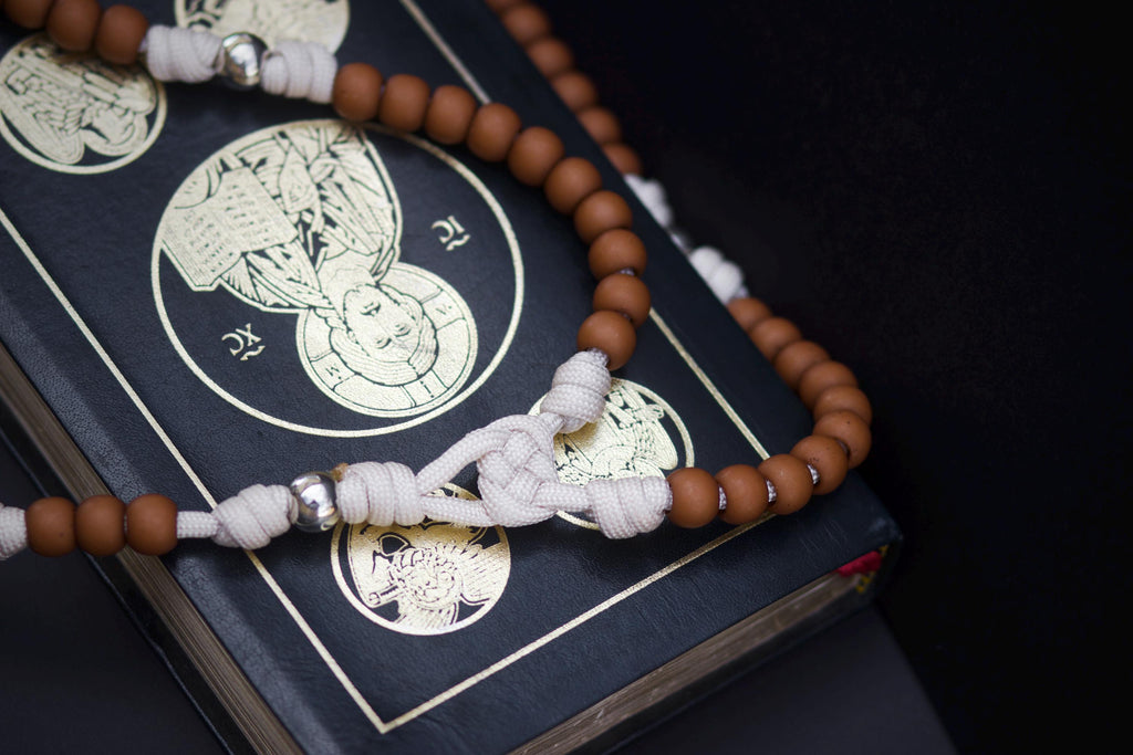 St. Kateri Rosary | Cream and Brown Paracord Rosary | Handmade, Durable Catholic Devotional