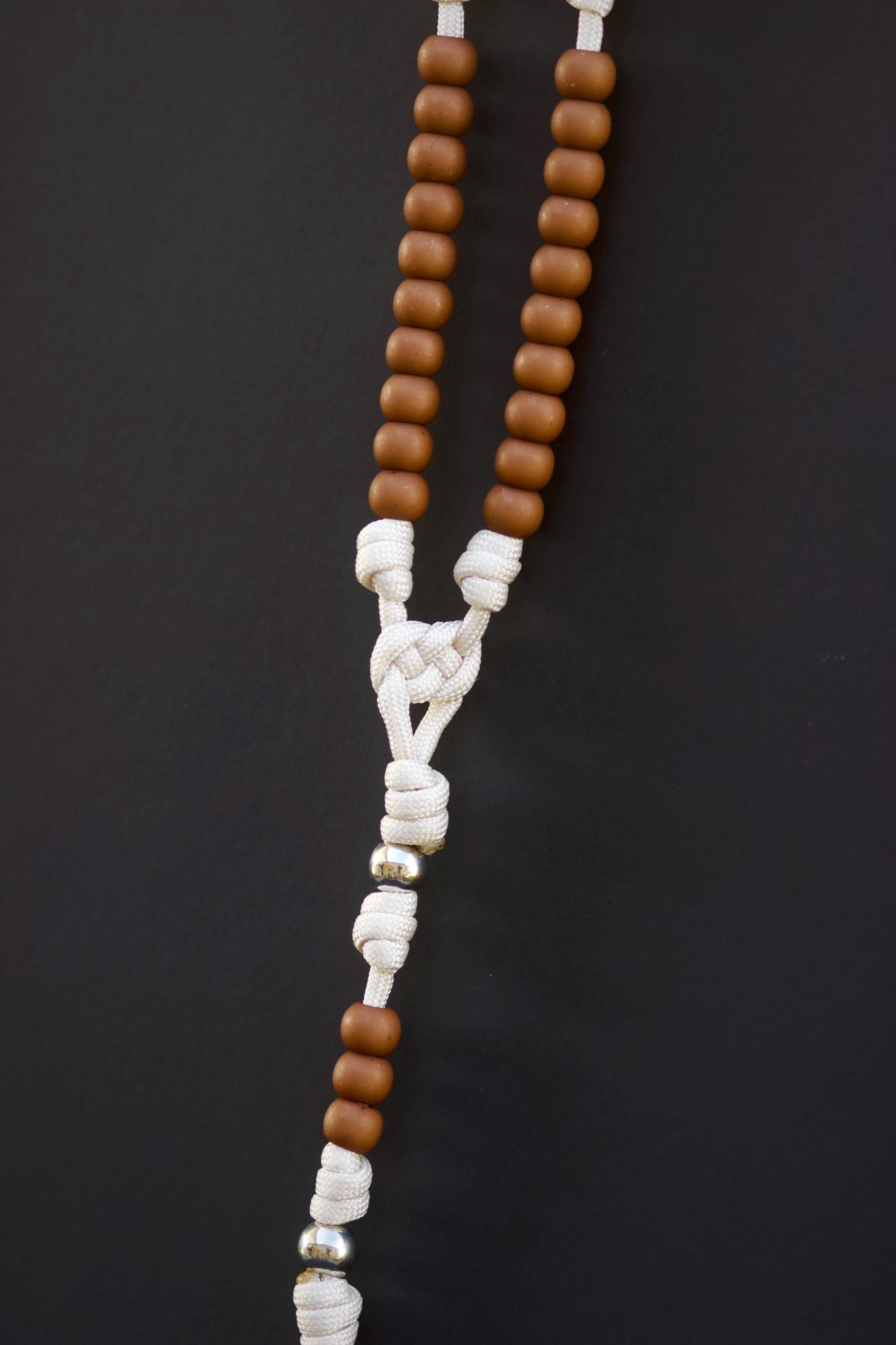 St. Kateri Rosary | Cream and Brown Paracord Rosary | Handmade, Durable Catholic Devotional