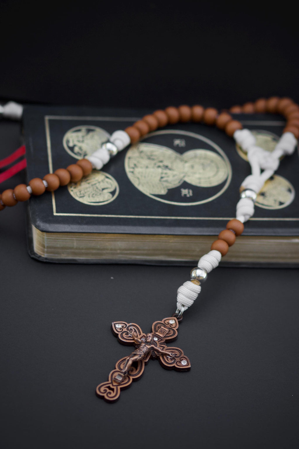St. Kateri Rosary | Cream and Brown Paracord Rosary | Handmade, Durable Catholic Devotional